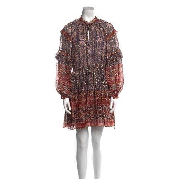 ULLA JOHNSON Erisa Silk Ruffled Boho Dress - Picture 1 of 16